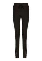 Bayan Siyah Bağlama ve Tül Detaylı Tayt