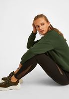 Bayan Siyah Orta Bel Kesik Detaylı Tayt