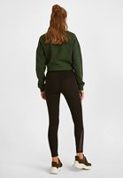 Bayan Siyah Orta Bel Kesik Detaylı Tayt