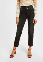 Bayan Siyah Yüksek Bel Crop Straight Jean