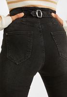 Bayan Siyah Yüksek Bel Crop Straight Jean
