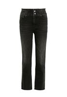 Bayan Siyah Yüksek Bel Crop Straight Jean