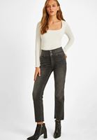 Bayan Gri Yüksek Bel Crop Straight Jean