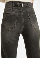 Bayan Gri Yüksek Bel Crop Straight Jean