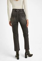 Bayan Gri Yüksek Bel Crop Straight Jean