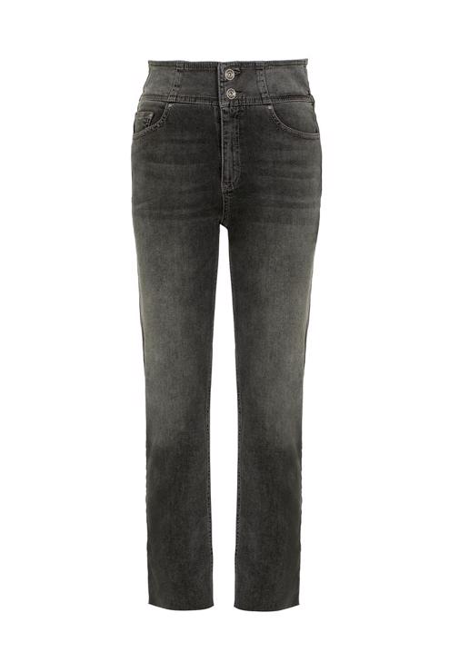 Parlak Deri Ceket ve Yüksek Bel Kot Pantolon Kombini