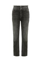 Bayan Gri Yüksek Bel Crop Straight Jean