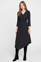 Bayan Siyah Önü Kruvaze Uzun Elbise