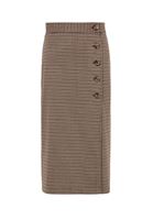 Bayan Çok Renkli Ekose Desenli Midi Boy Etek