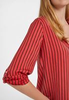 Bayan Kırmızı V Yaka Desenli Bluz 