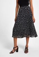 Bayan Beyaz Puantiye Beli Lastikli Midi Boy Etek