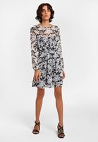 Bayan Çok Renkli Çiçek Desenli Mini Elbise