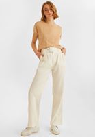 Bayan Krem Bot Yaka Kolsuz Top