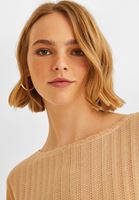 Bayan Krem Bot Yaka Kolsuz Top