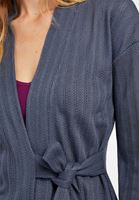 Bayan Gri Beli Bağlamalı Hırka