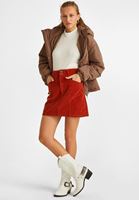 Bayan Kahverengi Kapüşonlu Şişme Mont