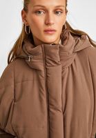 Bayan Kahverengi Kapüşonlu Şişme Mont