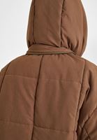 Bayan Kahverengi Kapüşonlu Şişme Mont