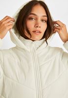 Bayan Beyaz Uzun Şişme Mont