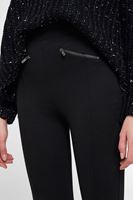 Bayan Siyah Fermuar Cep Detaylı Tayt