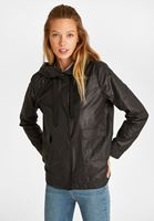 Bayan Siyah Cep Detaylı Yağmurluk