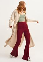 Bayan Bordo Cut-Out Detaylı Flare Pantolon