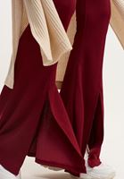 Bayan Bordo Cut-Out Detaylı Flare Pantolon