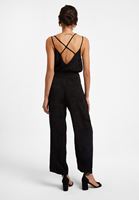 Bayan Siyah Pile Detaylı Bol Pantolon