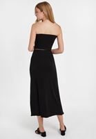 Bayan Siyah Midi Boy Volanlı Etek