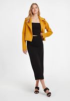 Bayan Siyah Midi Boy Volanlı Etek