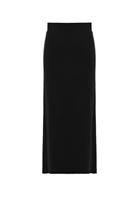 Bayan Siyah Midi Boy Volanlı Etek