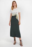 Bayan Yeşil Midi Boy Volanlı Etek