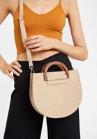 Bayan Ekru Askılı Süet Çanta