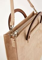 Bayan Ekru Askılı Süet Çanta