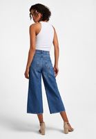 Bayan Mavi Yüksek Bel Culotte Denim Pantolon