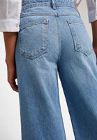 Bayan Mavi Yüksek Bel Culotte Denim Pantolon