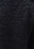 Bayan Siyah Boğazlı Tüy Detaylı Triko