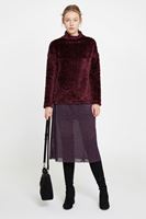 Bayan Bordo Boğazlı Tüy Detaylı Triko