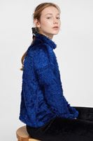 Bayan Lacivert Boğazlı Tüy Detaylı Triko