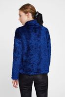 Bayan Lacivert Boğazlı Tüy Detaylı Triko