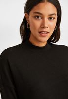 Bayan Siyah Yüksek Yaka Yumuşak Tuşeli Kazak