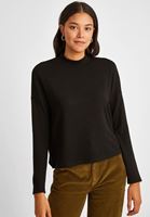 Bayan Siyah Yüksek Yaka Yumuşak Tuşeli Kazak