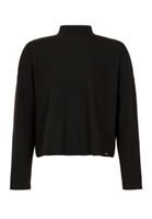 Bayan Siyah Yüksek Yaka Yumuşak Tuşeli Kazak