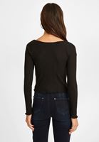 Bayan Siyah Yaka Detaylı Kısa Bluz