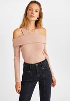 Bayan Pembe Omuzları Açık Bluz