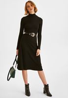 Bayan Siyah Balıkçı Yaka Midi Boy Elbise