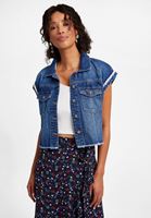 Bayan Mavi Kolsuz Denim Ceket