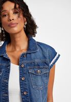 Bayan Mavi Kolsuz Denim Ceket
