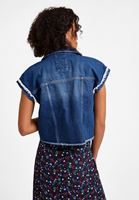 Bayan Mavi Kolsuz Denim Ceket
