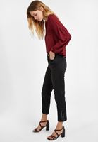 Bayan Siyah Zımba Detaylı Denim Pantolon